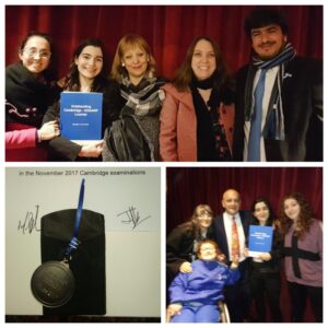 La talentosa joven del Colegio Alas compartió con sus docentes y familiares la entrega de su medalla como "estudiante excepcional".